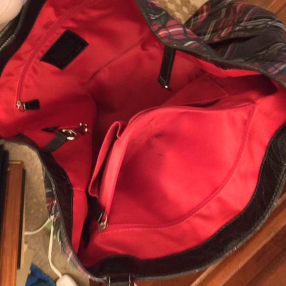 Coach Poppy Tartan Plaid Tote Bag with Matching Accordion Zip Wallet - Picture 4 of 15